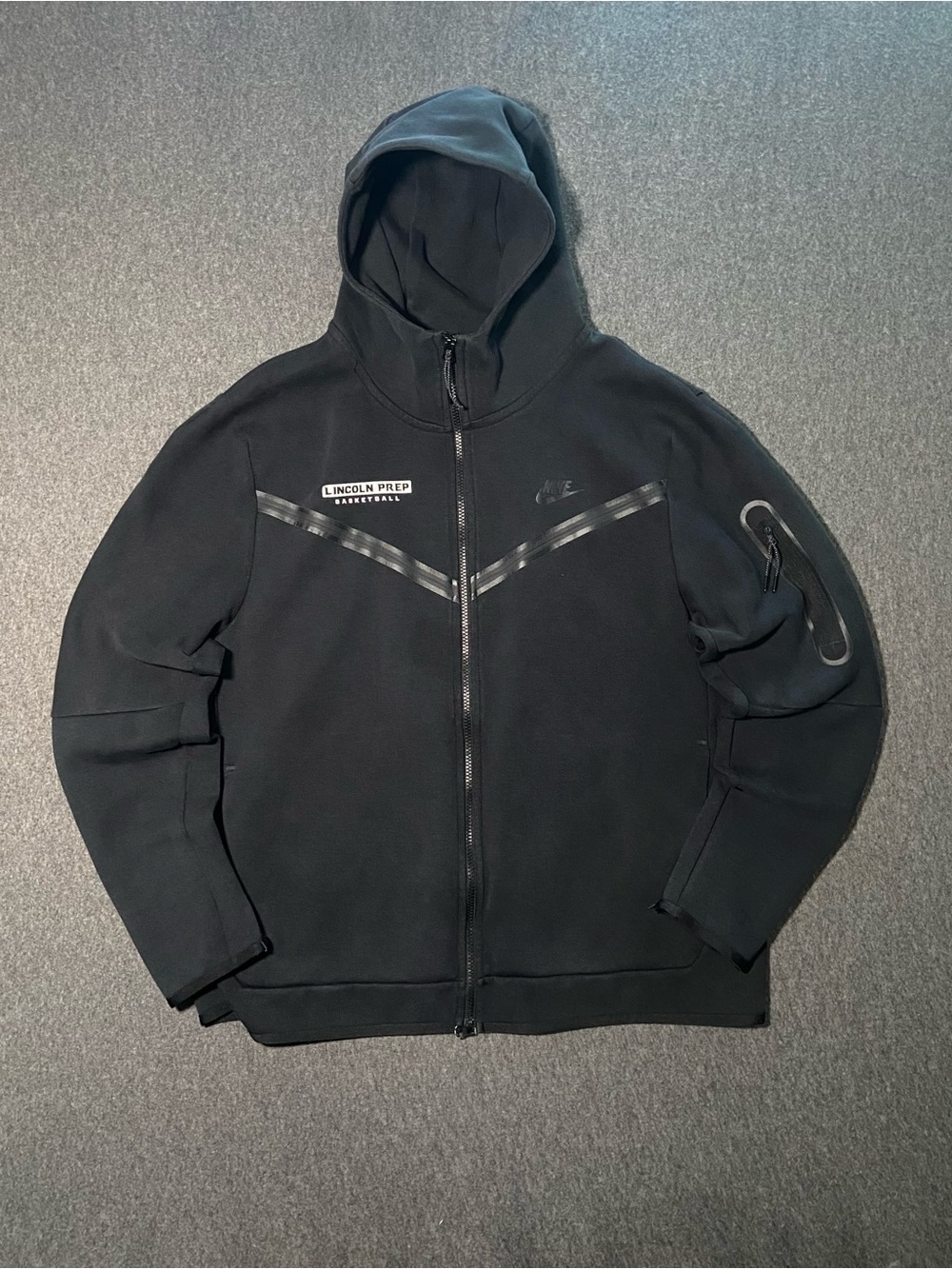 Nike Tech Fleece Full Zip Hoodie Mens XL Black Lincoln Prep Basketball CU4489-01